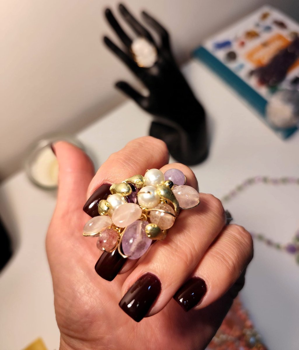 Anello base ottone e pietre dure
