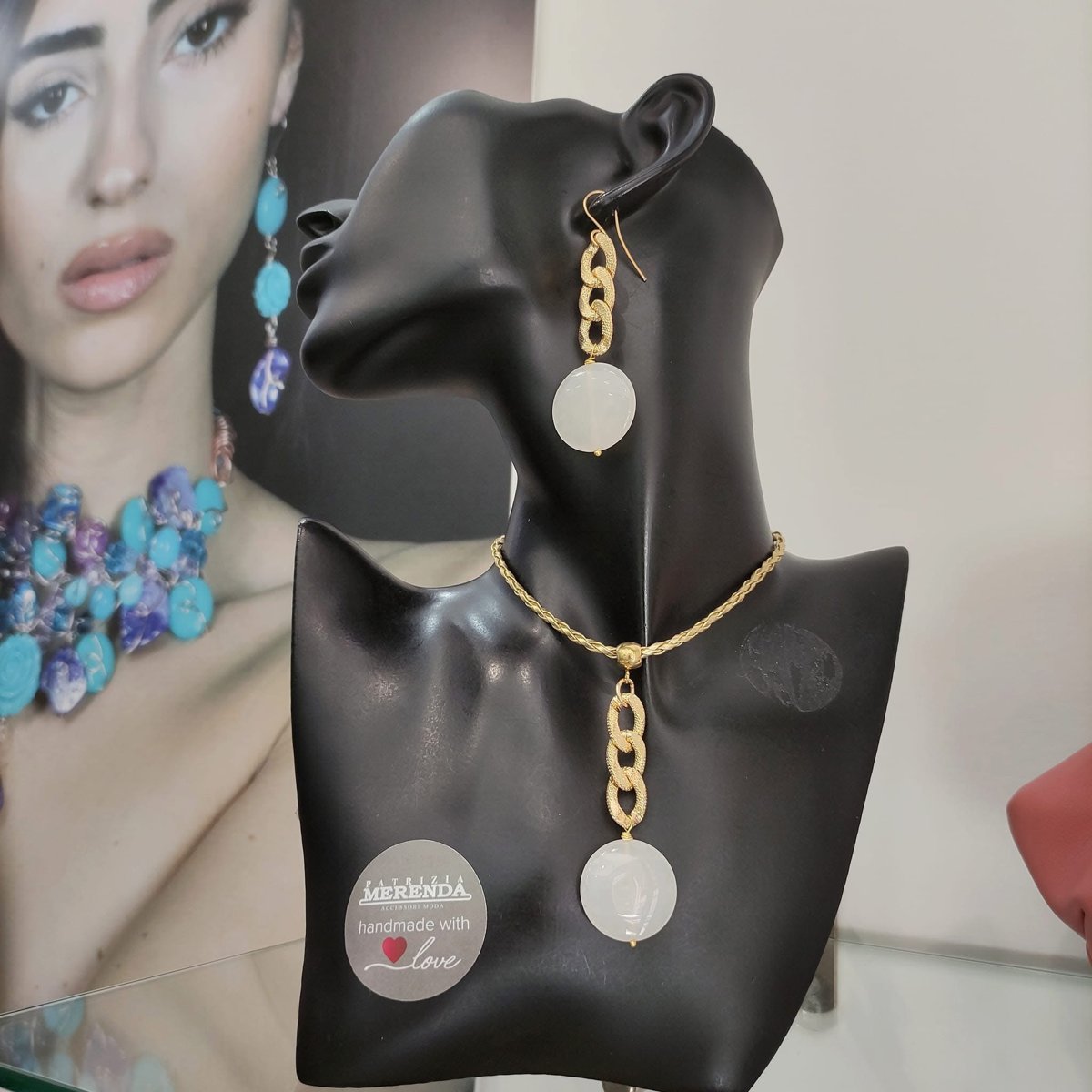 Parure catena e giada bianca