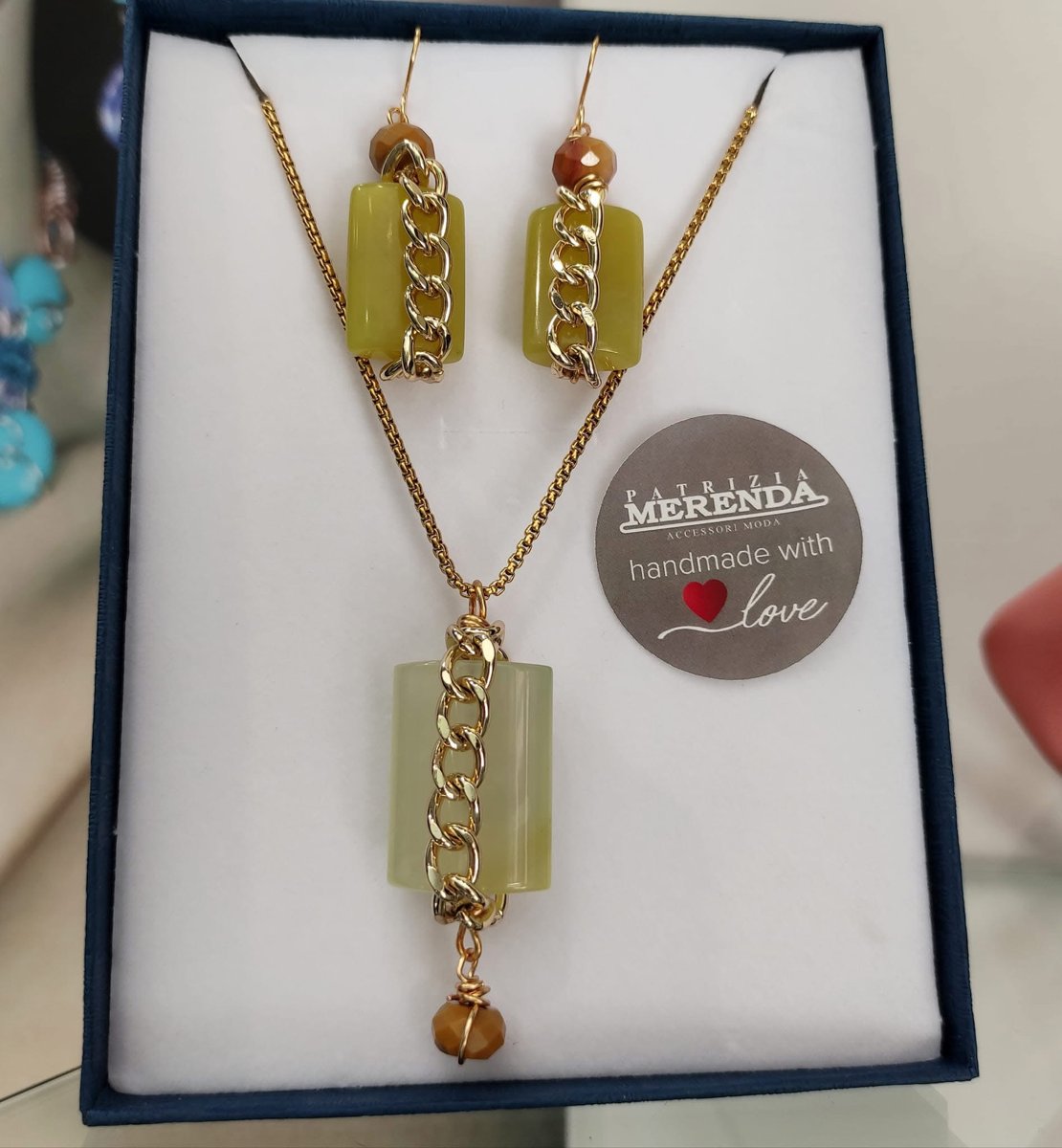 Parure con giada verde