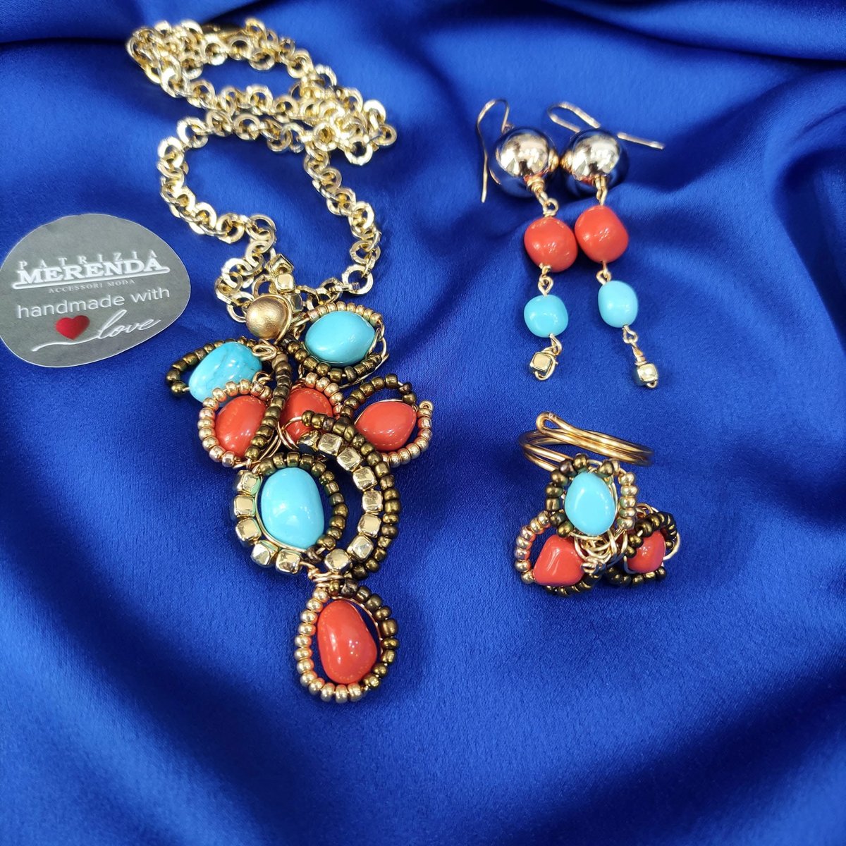 Parure collana orecchini e anello
