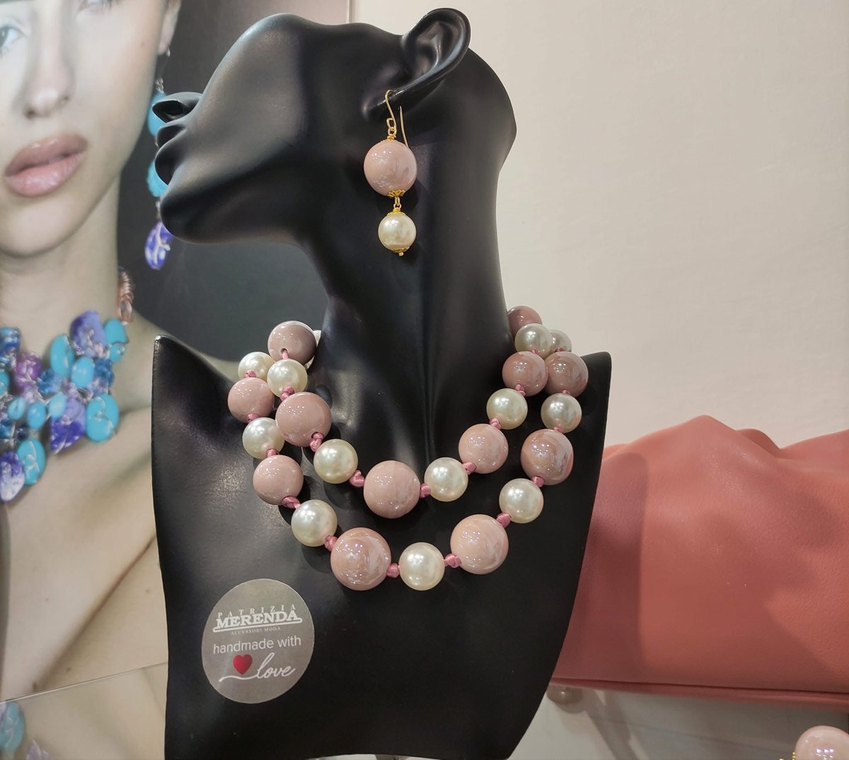 Parure collana e orecchini in ceramica