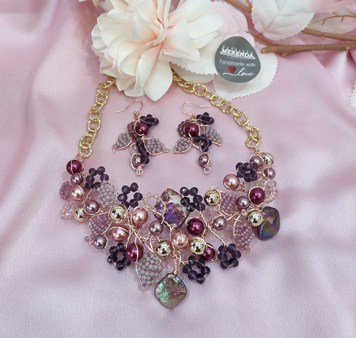 Parure collana e orecchini in rame