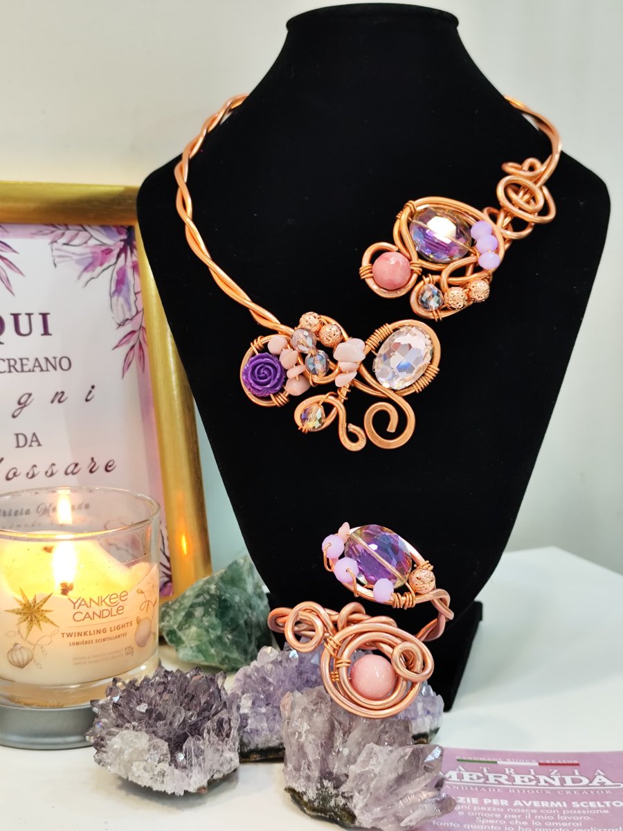 Parure in alluminio anodizzato con collana e bracciale