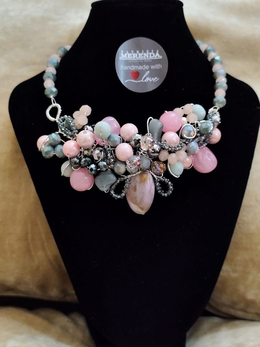 Collana libera grigio e rosa