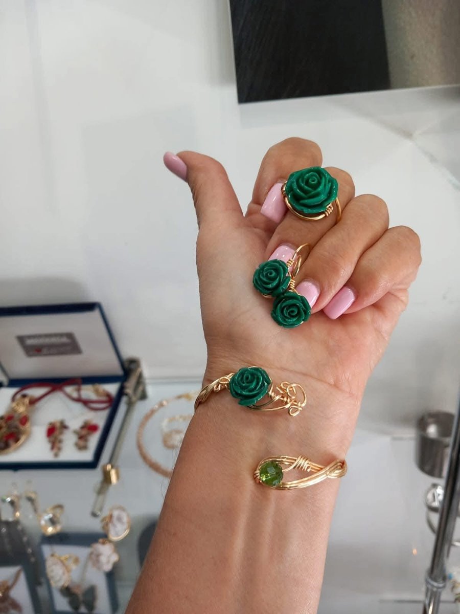 Parure rose verde e rame